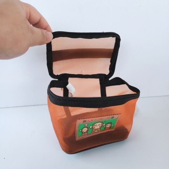 NTW Sanrio Monkichi Bundle Sticker Mesh Makeup Bag Pouch Travel Bag Vintage - Picture 6 of 7